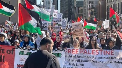متظاهرون يغلقون الشوارع المؤدية إلى مبنى الكابيتول.. داعماً لحق الشعب الفلسطيني