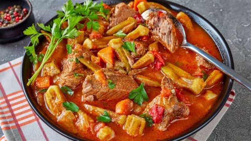 البامية باللحمة 