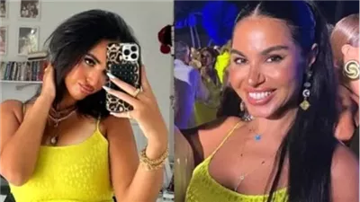 نسرين أمين وابنتها حديث السوشيال ميديا بعد صورة طريفة بفستان واحد